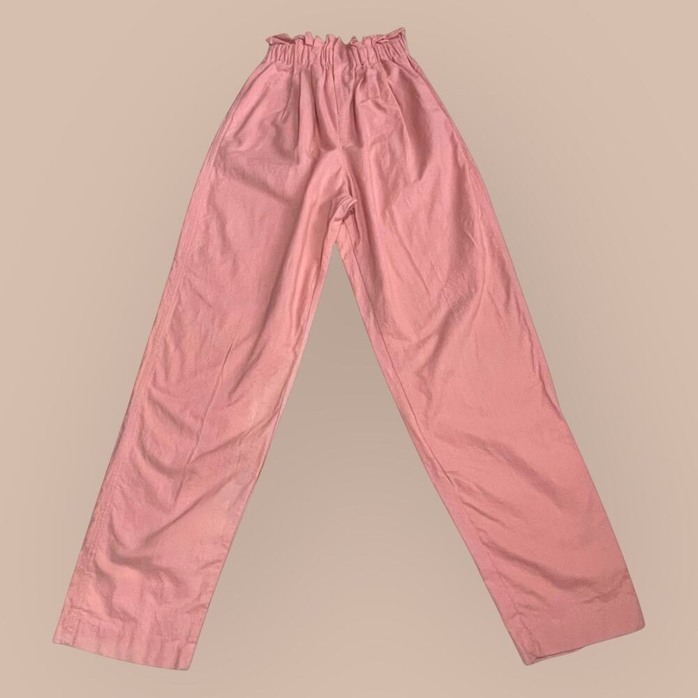 Vintage 90s Contempo Casuals Pink Paper Bag Waist Pants Size Juniors M High Rise